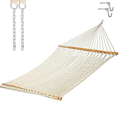 Castaway Living 13 ft. Double Traditional Hand Woven Cotton Rope Hammock with Free Extension Chains & Tree Hooks… 41QlGxMA2YL