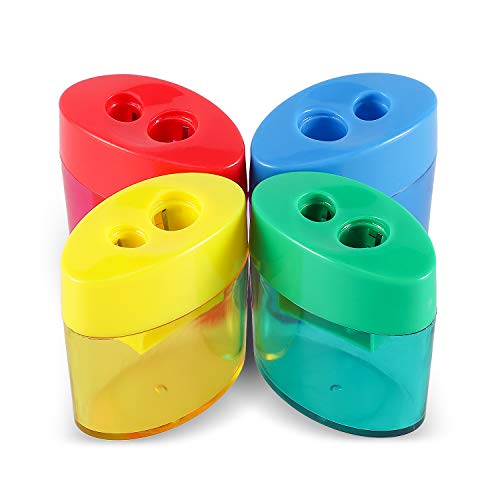 KIDMEN 2 Holes Pencil Sharpener,Pencil Sharpener for Kids,Pencil Sharpener Handheld-12 PACK - Thumbnail 2