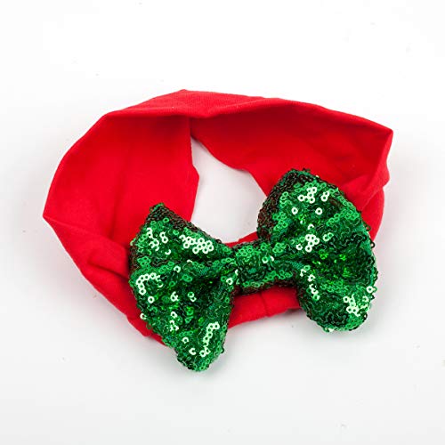 Slowera Baby Girls 2PCS Sets Cotton Tulle Sequins Diaper Cover Bloomers and Headband (Red Green, S: 0-6 Months)