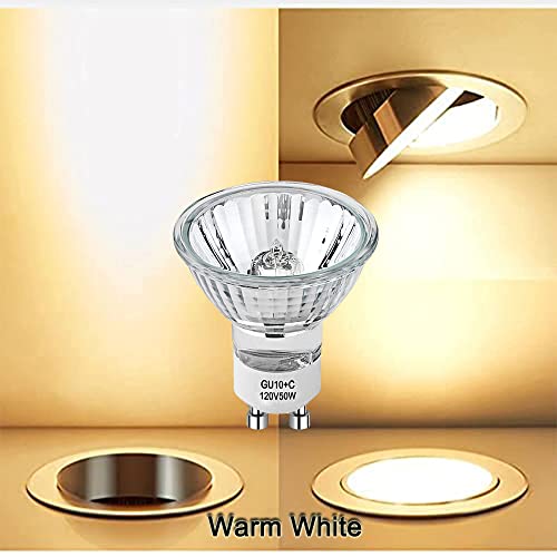 GU10 Bulb,6 Pack 120V 50W GU10+C Dimmable Halogen Light Bulbs for Track Light, Recessed Light