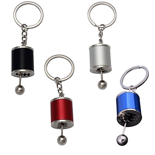 Xotic Tech Auto Part Model - 6-Speed Manual Transmission Stick Shift Lever Keychain Key Fob Ring for All Keys (Black) - Car Accessories Decoration - Gift for Friends Men Women