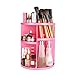 360-Degree Rotating Makeup Organizer, ELOKI Adjustable Spinning Cosmetic Storage Shelves Unit Compact Size with Large Capacity for Different Types of Cosmetics and Skin Care Accessories, Pink