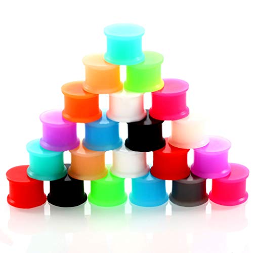CABBE KALLO 24Pcs Silicone Ear Gauge Plugs Stretching Kit Double Flared Flesh Tunnels Saddle Expander Set (Gauge=6g(4mm))