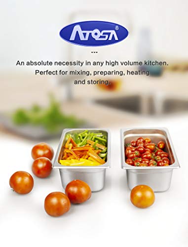 Stainless Steel Steam Table Pan 1/4 Size,ATOSA A2142 Stainless Steel Steam Table pan 2" Deep and 12 Pieces Per Carton Buffet Food Pans Food Pan Pack of 12