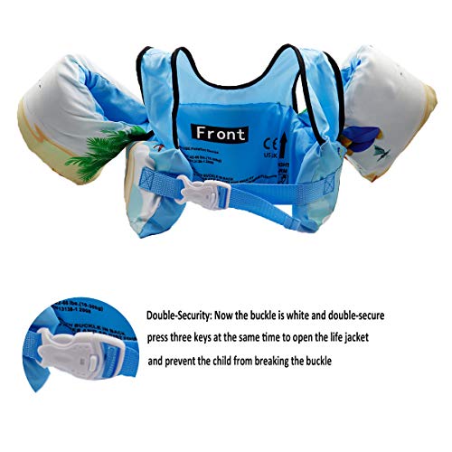 VIEKUU Toddler Swim Vest Child Life Jacket Kids Life Vest Swimming Pool Training Swim Aid for Baby Learn to Swim 2-6 Years Old 15-30KG(Hippocampus)