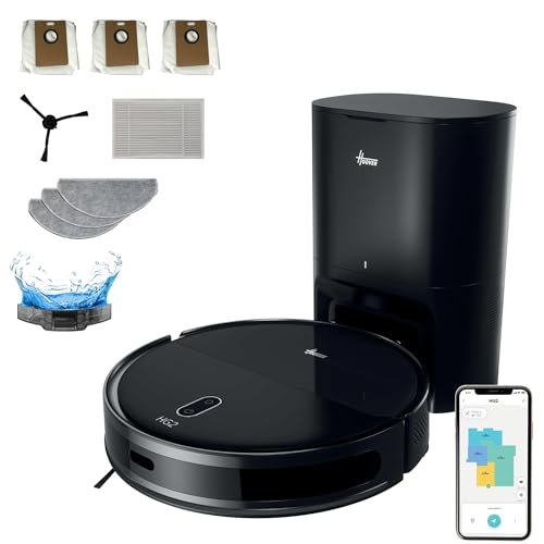 Hoover HG2 Hydro Pro Vacuum and Mop Robot - Ultra Flat, 5000 Pa Strong Suction Power, Cleaning Under Furniture, Laser Navigation, Up to 160 Minutes Running Time, Automatic Dust Extraction [HG2Z50HP]