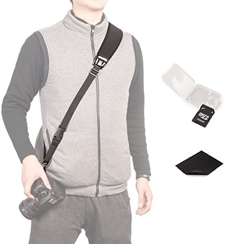 Photo Rapid Fire Camera Neck Strap w/ Quick Release and Safety Tether+TF Adaptor TF/SD Card Case Holder+Clean Cloth