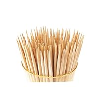 Large Wood Round Toothpicks in Clear Plastic Storage Box | Sturdy Safe Double Sided Party, Appetizer, Olive, Barbecue, Round Wood Toothpicks Made from Natural Materials 200 Sticks in 1 Container (8)