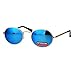 SA106 Mens 90s Gangster Rapper Mirror Lens Oval Retro Metal Rim Sunglasses Gold Blue