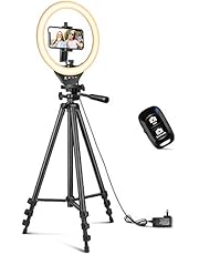 10'' Ring Light with 50'' Extendable Tripod Stand, Sensyne LED Circle Lights with Phone Holder for Live Stream/Makeup/YouTube Video/TikTok, Compatible with All Phones.