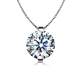 Kigmay Jewelry 925 Sterling Silver Clear Cubic Zirconia Solitaire Pendant Necklace for Women 18