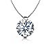 Kigmay Jewelry 925 Sterling Silver 2 Carat Round Cut Clear Cubic Zirconia CZ Glistering 2 Prong Solitaire Pendant Necklace for Women 18