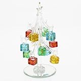 LSArts Glass Clear Tree With Gift Box Ornaments Set