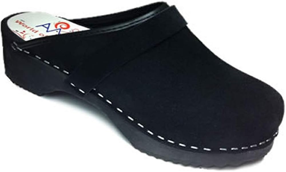black suede clogs