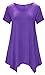 DB MOON Women's Ladies Tunic Tops Short Sleeve (Deep Purple,XL)