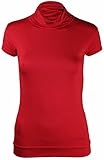 PurpleHanger Women's Turtle Polo Neck Ruched Gathered Tee Tops