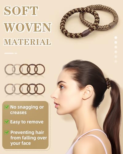 Kisvic Hair Bands for Girls 10 Pcs Multicolor Fashion Elastic Hair Bands for Women Thick Curly Hair Bands (Brown)