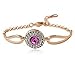 MAFMO Women Fashion Jewelry 18K Gold Plated Crystal Round Shaped Necklace Bracelet Earrings Set (Pink)