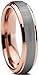 Tungsten Wedding Band Ring 4mm Men Women Comfort Fit 18k Rose Gold Grey Step Bevel Edge Brushed Polished Size 7.5