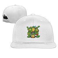 Aiguan Ninja Turtle Flat Visor Baseball Cap, Fashion Snapback Hat White