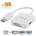 FEMORO DisplayPort to DVI VGA HDMI Adapter 1080P 3-in-1, Display Port DP to DVI-I HDMI VGA Converter Adaptor Male to Female - White