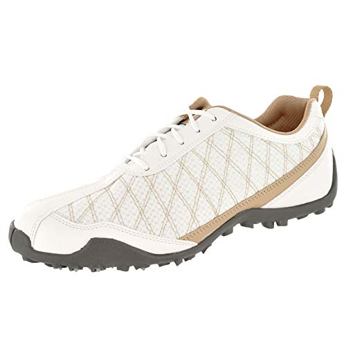 FootJoy Ladies Superlites Spikeless Golf Shoes White/Tan 7.5 Medium