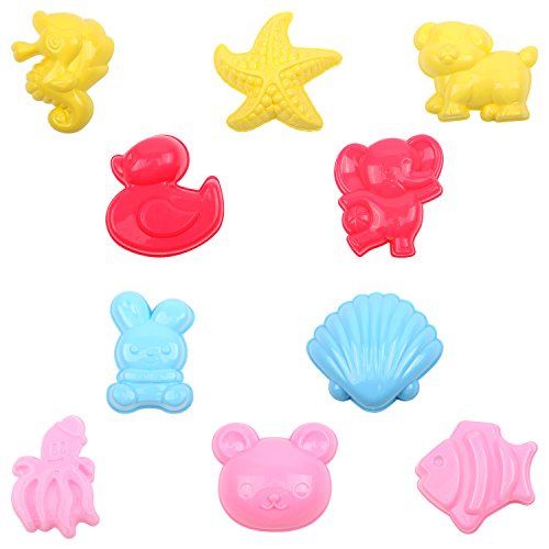 FUNNISM 22 Pieces Beach Sand Toy Set Sandbox Toys Including Castle, Coco,Animals Elephant/Duck/Bear/Rabbit/Fish/Seahorse/Octopus, Sun, Models Molds, Bucket, Shovels Rakes - Thumbnail 2