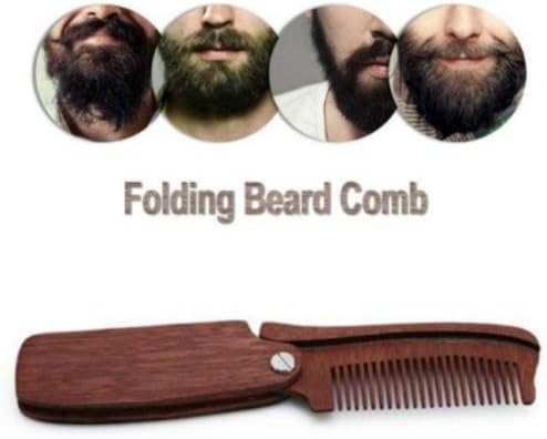 OKOKMALL US--Folding Wood Comb Anti Static Wooden Styling Mustache Head Hair Beards Gift JJ
