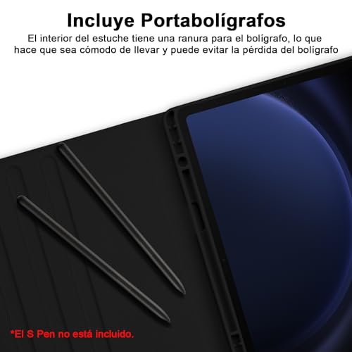 Bettdow Case with Keyboard for Samsung Galaxy Tab S10 Lite/S10 FE 10.9 Inch 2025, Detachable Spanish Ñ Keyboard with Case for Galaxy Tab S10 FE/Tab S9 FE 10.9 Inch/Tab S9 11 Inch, Black