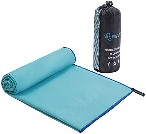 Beach Towel by Bestower - Sand Free, Quick Dry, Absorbent, Packable Microfiber Travel Towel for Beach, Bath, Swimming, Camping, Sports, Backpacking, 35"*70", Turquoise Blue