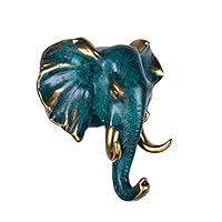 Xlby Animal Head Single Wall Hook Hanger Animal Shape Antique Artificial Bronze Decorative Wall Sculpture Hanger Coat Hook Weight, Decorative Gift-Elephant