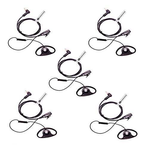 EARPIECEHUB - 5 X D Shape Overt Ear Hanger Earpiece Compatible with Motorola SL300 SL1600 SL2600 SL4000 SL4010, SL4010e TLK100 TLK110 SLN1000 Radio Earpiece PTT microphone