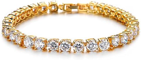 Marwar Jewelry Gorgeous Cubic Zirconia Bracelet for Women 18k Gold Plated Charm Chain Gold Bracelet