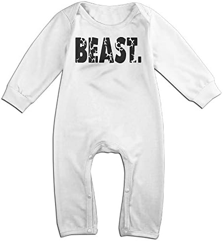 KIDDOS Baby Infant Romper Beast Letter Long Sleeve Playsuit Outfits,White