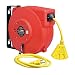 REELWORKS Retractable Extension Cord Reel Polypropylene Industrial 12AWG x 40' Feet Commercial Grade 3C SJT Cable with Triple Tap Connector 15A 125VAC 1875W 60Hz Circuit Breaker Best for Indoor Use primary