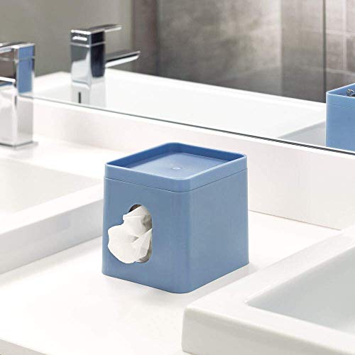 InterDesign Cade Facial Tissue Cover, Boutique Box Bathroom Holder for Vanity, Countertops, Desk, Office, Dorm, Dusty Blue - Thumbnail 3