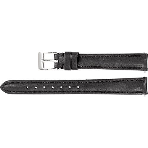 Ladies Regular 15mm Black Water-Resistant Leather Watch Strap