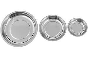 Round Stainless Steel Magnetic Parts Tray Bowl Dish Set with Strong Magnet Base and PVC Coated Bottom for Scratch, Securely H
