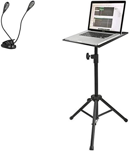 Quik-Lok Multi-Function Adjustable Tripod Stand for Laptops, Tablets, Music Sheets, MIDI Devices, Small Mixers w/Ivation Music Clip Light