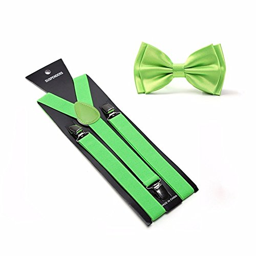 Lime Green Suspenders and Bow tie Combo Set Wedding Tuxedo
