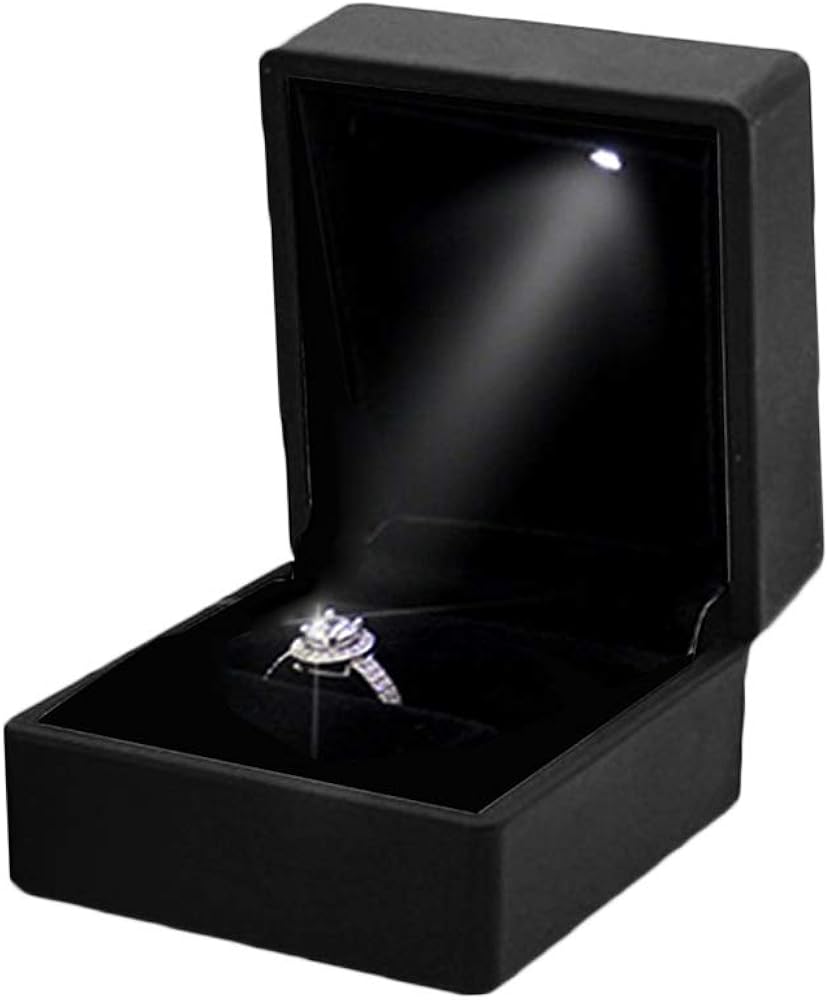AZXAZ Ring Box with Led Light Square Led Pendant Case Necklace Propose