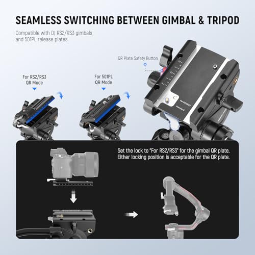 NEEWER LL34 78" Carbon Fiber Camera Video Tripod Quick Release 1 Step Adjustable Damping Fluid Head, 2 Mode QR Plate, Compatible with DJI RS 501PL, Max 22lb