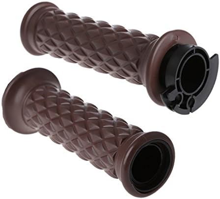 Bottone 7/8" Motorcycle Hand Grip Bar Handlebar End For Cafe Racer Bobber Clubman Custom（Brown)
