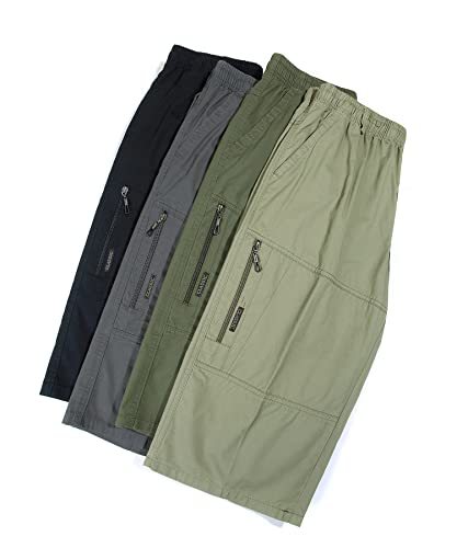 Btmpmcs Men's Summer Shorts 3/4 Cargo Cotton Casual Bermuda Shorts Sports Fitness Gym Shorts Elastic Waist