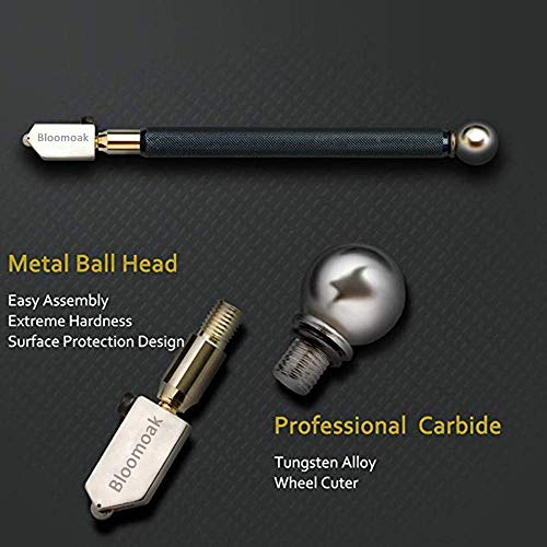 Bloomoak Heavy Duty Professional Glass Cutter,Oil Carbide Glass Cutter,0.2-0.6 INCH Thickness Glass,Great for Mosaic/Tiles/Stained Glass Cutter Tool,with A Gift Box - Thumbnail 3