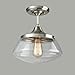 CLAXY Modern Schoolhouse Ceiling Light Brushed Nickel Semi-Flush Mount Light Fixture