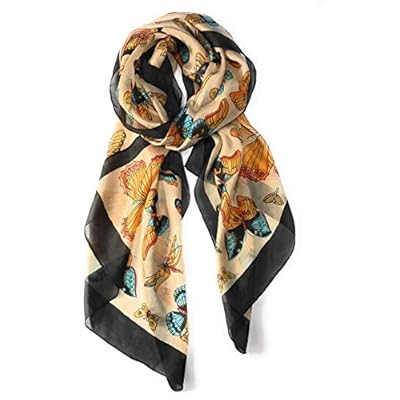 Z&HTrends Womens Genuine Silk Scarf (Small, Black/Earth Butterflies) Z&HTrends Womens Genuine Silk Scarf (Small, Black/Earth Butterflies)