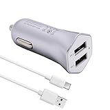 Nexus 5X 6P Car Charger, Earldom 3.4Amp 2-Port Car Charger for LG G5 Google Nexus 5X 6P Lumia 950XL 950 Huawei P9 Oneplus 2 HTC 10 (USB Type C to Type A Cable included)