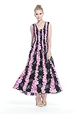 Women's Hawaiian Maxi Tank Elastic Luau Dress Pink Panel Black