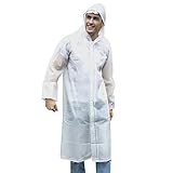 Unigear Portable Raincoat Rain Poncho with Hood and Sleeve (White, L)